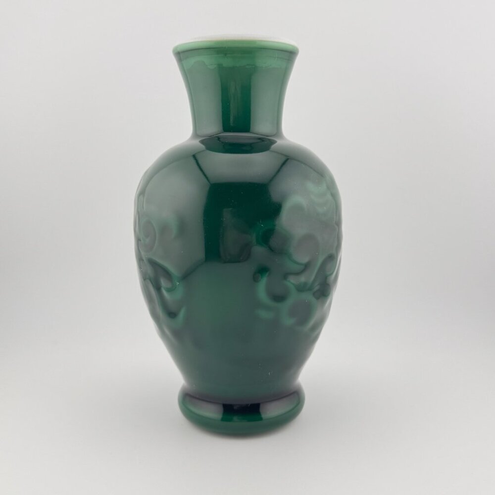 Vintage 1981 Avon Spring Bouquet Jade Green Milk Glass Fragrance Vase Collection - Picture 4 of 10